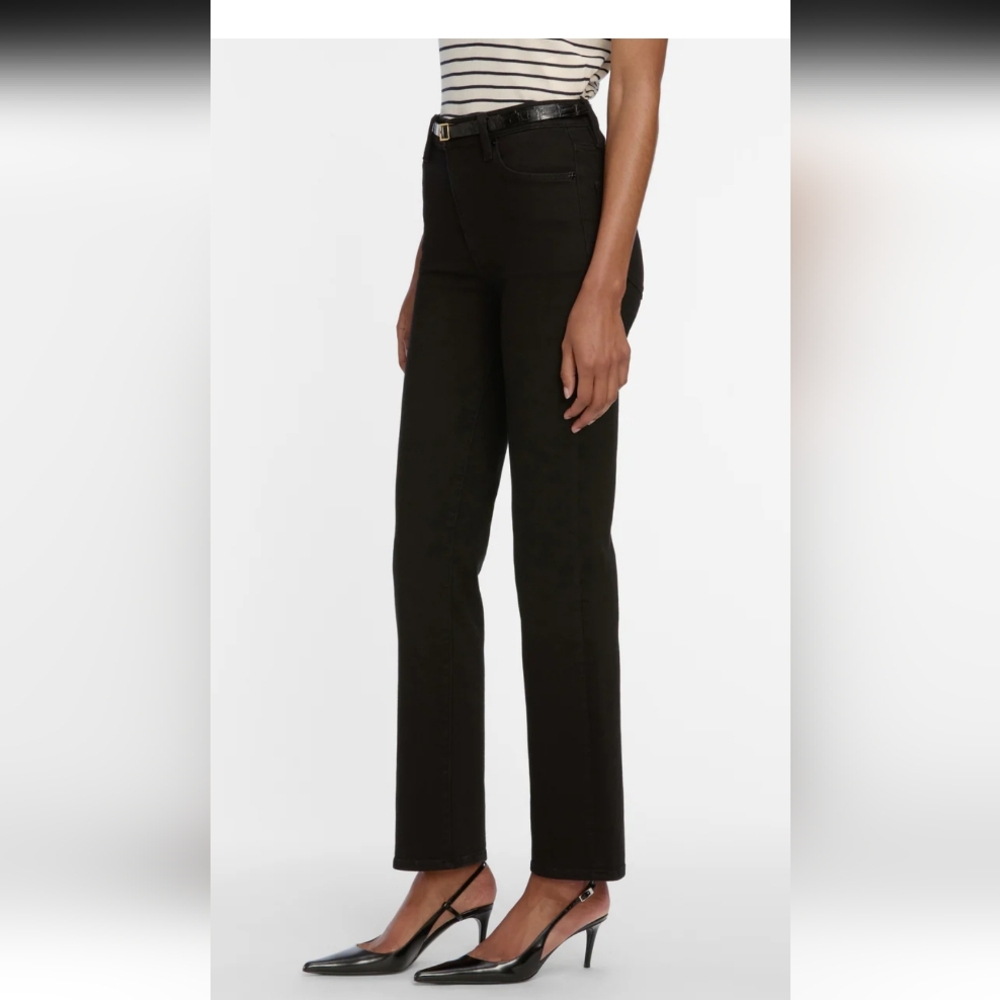 NWT Frame Straight Black Denim Jeans Size 32 Inseam 33" Stretch Denim